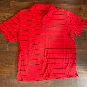 Oakley Red and black striped Polo Shirt. Size XXL